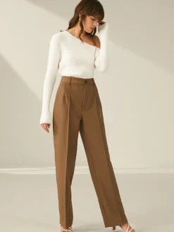 One Shoulder Long Sleeve Ribbed Pullover Sweater Sweater Tops|Sweaters & Cardigans