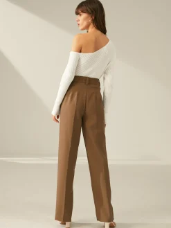 One Shoulder Long Sleeve Ribbed Pullover Sweater Sweater Tops|Sweaters & Cardigans