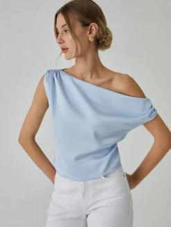 Online One Shoulder Off Knotted Blouse Blouses & Shirts|Tops