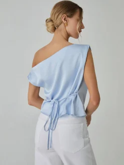Online One Shoulder Off Knotted Blouse Blouses & Shirts|Tops