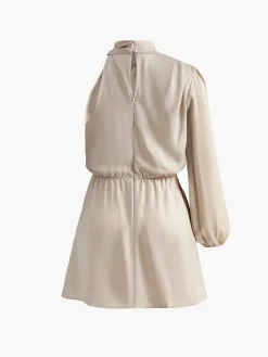 Clearance One Sleeve Pleated Draped Dress Work Dresses|Cocktail & Party Dresses