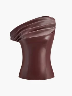 Sale One-Shoulder PU Leather Tank Top Tank Tops & Camis|Tops