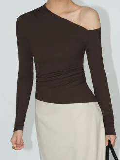 Online One-Shoulder Skinny Jersey Top T-shirts|Tops