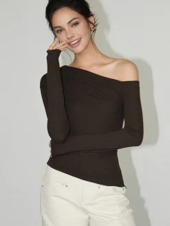 Online One-Shoulder Skinny Jersey Top T-shirts|Tops