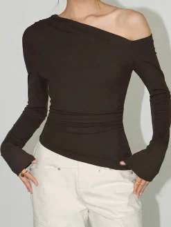 Online One-Shoulder Skinny Jersey Top T-shirts|Tops