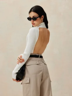 Best Open Back Knit Pullover Sweater Sweater Tops|Sweaters & Cardigans