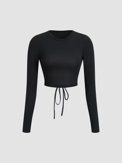 Outlet Open Back Long Sleeve Crop Shirt Sweater Tops|Crop Tops
