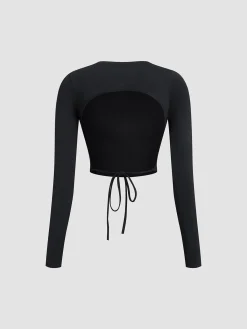 Outlet Open Back Long Sleeve Crop Shirt Sweater Tops|Crop Tops
