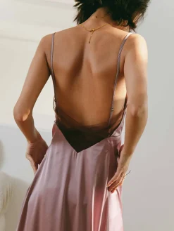 Clearance Open Back Satin Long Dress Cocktail & Party Dresses|Summer Dresses