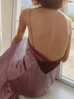 Clearance Open Back Satin Long Dress Cocktail & Party Dresses|Summer Dresses