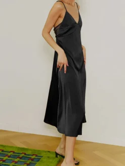 Clearance Open Back Satin Long Dress Cocktail & Party Dresses|Summer Dresses