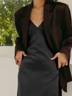 Clearance Open Back Satin Long Dress Cocktail & Party Dresses|Summer Dresses
