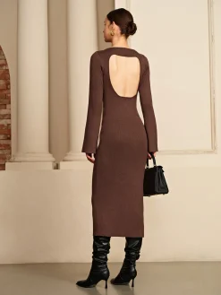 Discount Open Back Sweater Dress Without Belt Sweater Dresses|Cocktail & Party Dresses