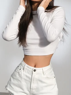 Outlet Open Back Twist Long Sleeve Crop Shirt Crop Tops|T-shirts