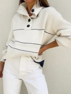 Best Open Collar Button Up Sweater Sweater Tops|Sweaters & Cardigans