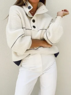 Best Open Collar Button Up Sweater Sweater Tops|Sweaters & Cardigans