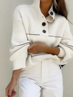 Best Open Collar Button Up Sweater Sweater Tops|Sweaters & Cardigans