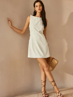 Discount O-Ring Cutout Sleeveless Dress White Dresses|Black Dresses