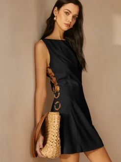 Discount O-Ring Cutout Sleeveless Dress White Dresses|Black Dresses