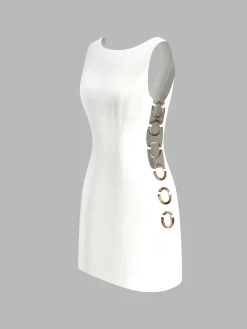 Discount O-Ring Cutout Sleeveless Dress White Dresses|Black Dresses