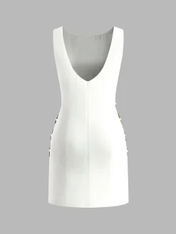 Discount O-Ring Cutout Sleeveless Dress White Dresses|Black Dresses