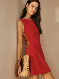 Online O-Ring Cutout Sleeveless Dress Casual Dresses|Work Dresses