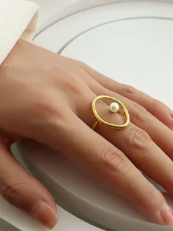 Sale Oval Circle Freshwater Pearl Ring Rings & Bracelets|Accessories