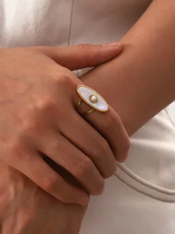 Outlet Oval Pearl Decor Ring Rings & Bracelets|Accessories