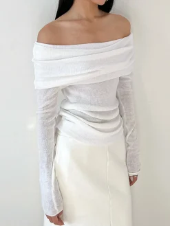 Best Overfold Off-Shoulder Shirt Sweater Tops|T-shirts