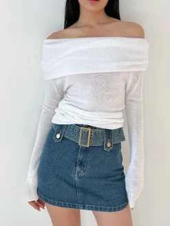 Best Overfold Off-Shoulder Shirt Sweater Tops|T-shirts