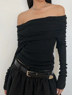 Best Overfold Off-Shoulder Shirt Sweater Tops|T-shirts