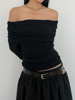 Best Overfold Off-Shoulder Shirt Sweater Tops|T-shirts