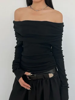 Best Overfold Off-Shoulder Shirt Sweater Tops|T-shirts