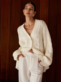 Best Oversize Cable Knit Outwear Sweater Tops|Outerwear