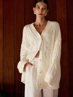 Best Oversize Cable Knit Outwear Sweater Tops|Outerwear