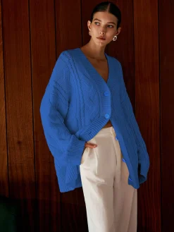 Best Oversize Cable Knit Outwear Sweater Tops|Outerwear