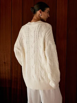 Best Oversize Cable Knit Outwear Sweater Tops|Outerwear