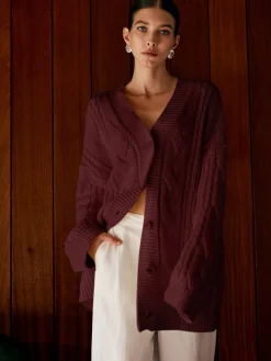 Best Oversize Cable Knit Outwear Sweater Tops|Outerwear