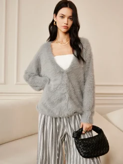Discount Oversize Furry Cardigan Cardigans|Long Sleeve Sets
