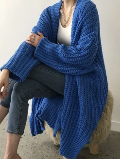 Clearance Oversize Split Knit Outerwear Sweater Tops|Outerwear