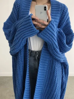 Clearance Oversize Split Knit Outerwear Sweater Tops|Outerwear