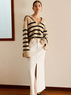 New Oversize Striped Pullover Sweater Sweater Tops|Sweaters & Cardigans
