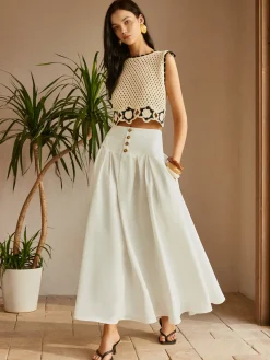 Oversized Button Ruched Pockets Skirt Skirts|Bottoms