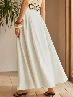 Oversized Button Ruched Pockets Skirt Skirts|Bottoms