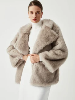 Outlet Oversized Collared Faux Fur Coat Outerwear|Coats