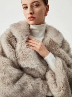Outlet Oversized Collared Faux Fur Coat Outerwear|Coats