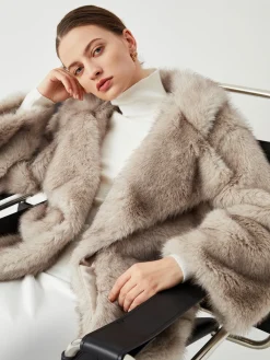 Outlet Oversized Collared Faux Fur Coat Outerwear|Coats