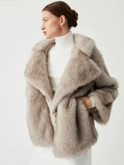 Outlet Oversized Collared Faux Fur Coat Outerwear|Coats