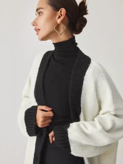 Outlet Oversized Contrast Trim Cardigan Cardigans|Sweaters & Cardigans