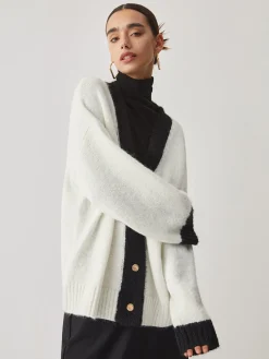 Outlet Oversized Contrast Trim Cardigan Cardigans|Sweaters & Cardigans